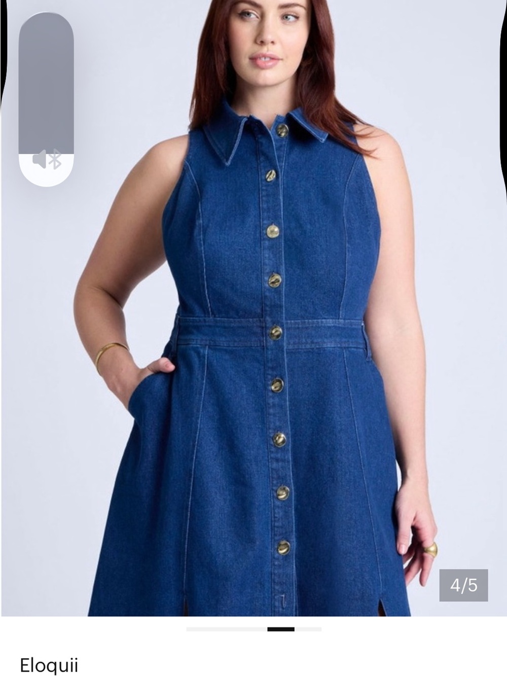 Eloquii Sleeveless Button-Front Maxi Dress in Deep Blue - Picture 4 of 6